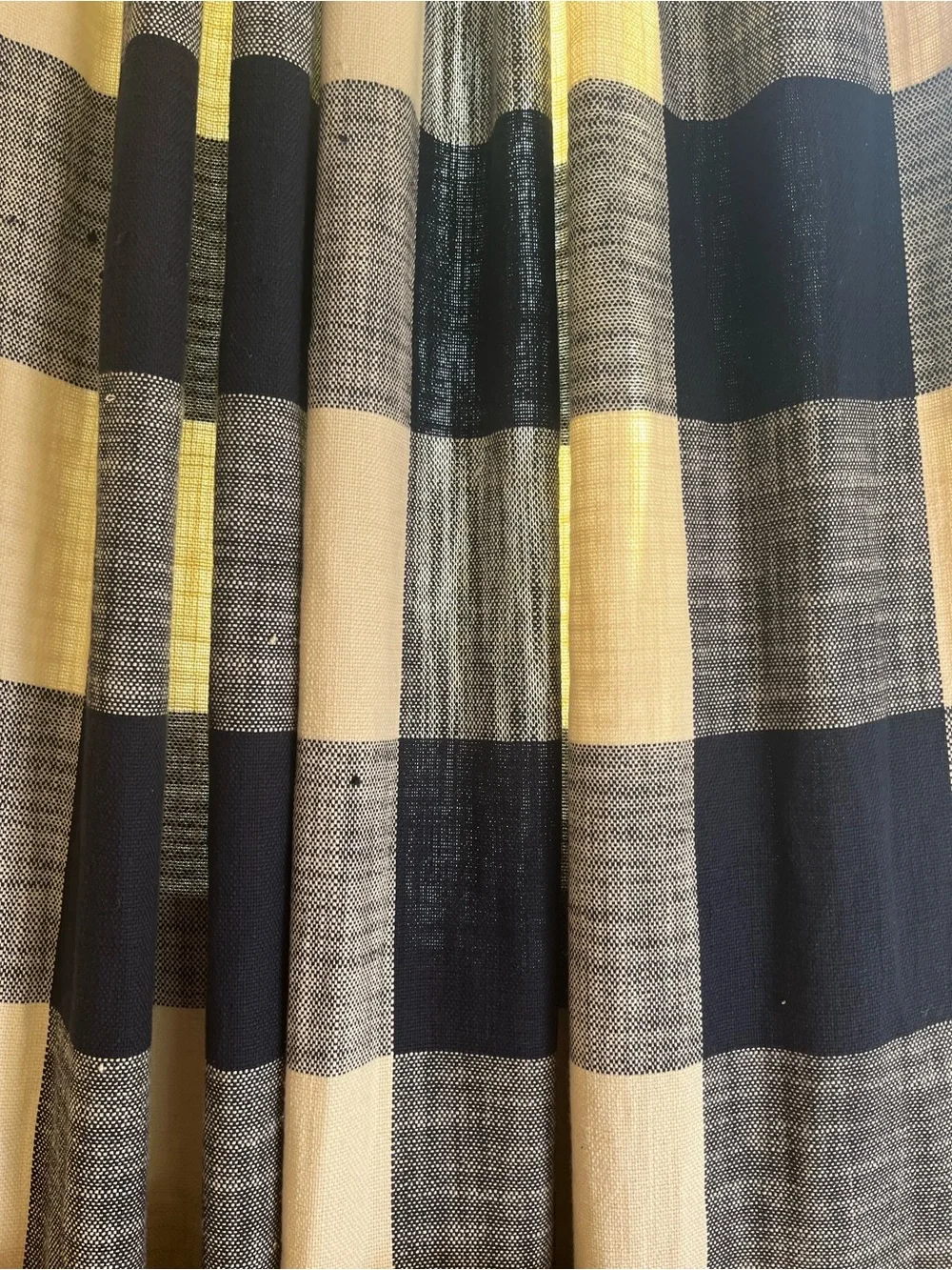Pottery Barn Minimalist Classic Navy and Cream Buffalo Check Curtain 2 Panel